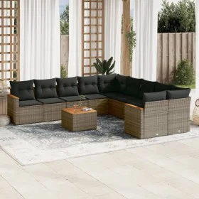 Garden sofa set 11 pieces and gray synthetic rattan cushions by , Garden sets - Ref: Foro24-3258763, Price: 642,74 €, Discoun...
