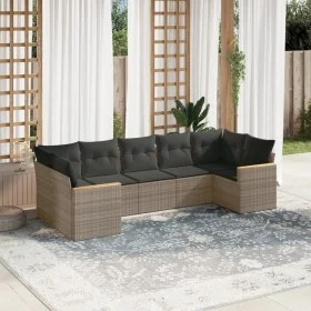 7-piece garden sofa set with gray PE rattan cushions by , Garden sets - Ref: Foro24-3258672, Price: 441,65 €, Discount: %