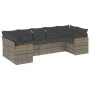 7-piece garden sofa set with gray PE rattan cushions by , Garden sets - Ref: Foro24-3258672, Price: 441,65 €, Discount: %