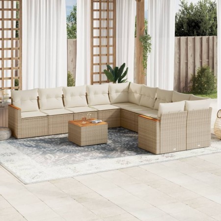 Set de sofás de jardín 11pzas con cojines ratán sintético beige de , Conjuntos de jardín - Ref: Foro24-3258761, Precio: 674,5...