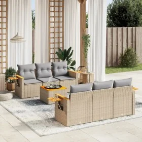 Set of 7-piece garden sofas and beige synthetic rattan cushions by , Garden sets - Ref: Foro24-3259035, Price: 488,31 €, Disc...
