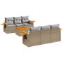 Set of 7-piece garden sofas and beige synthetic rattan cushions by , Garden sets - Ref: Foro24-3259035, Price: 511,72 €, Disc...