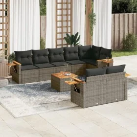 Garden furniture set 9 pieces and gray synthetic rattan cushions by , Garden sets - Ref: Foro24-3259400, Price: 600,39 €, Dis...