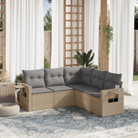 Garden sofa set with 5-piece synthetic rattan beige cushions by , Garden sets - Ref: Foro24-3252486, Price: 380,12 €, Discoun...