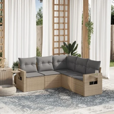 Garden sofa set with 5-piece synthetic rattan beige cushions by , Garden sets - Ref: Foro24-3252486, Price: 373,66 €, Discoun...
