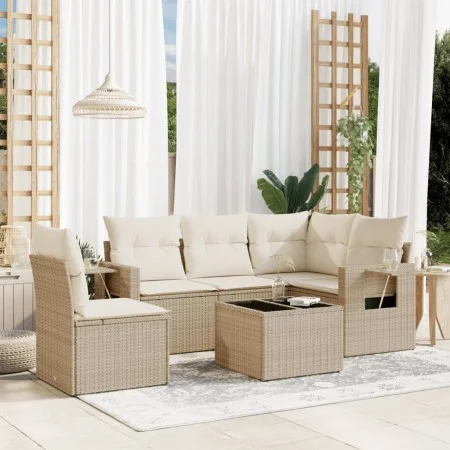 Garden sofa set with 6-piece synthetic rattan beige cushions by , Garden sets - Ref: Foro24-3252515, Price: 455,94 €, Discoun...