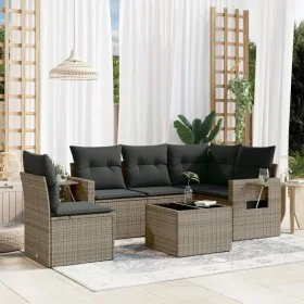 6-piece garden furniture set with gray synthetic rattan cushions by , Garden sets - Ref: Foro24-3252517, Price: 386,66 €, Dis...