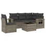 Set de muebles de jardín 6 pzas y cojines ratán sintético gris