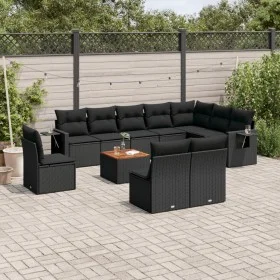 Garden sofa set 11 pieces and black synthetic rattan cushions by , Garden sets - Ref: Foro24-3256944, Price: 666,81 €, Discou...