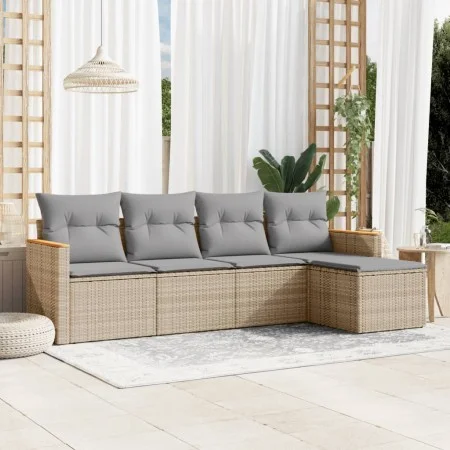 Garden sofa set with 5-piece synthetic rattan beige cushions by , Garden sets - Ref: Foro24-3258321, Price: 317,01 €, Discoun...
