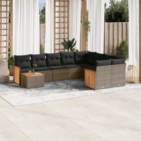 Garden sofa set 10 pieces with gray synthetic rattan cushions by , Garden sets - Ref: Foro24-3260401, Price: 608,42 €, Discou...