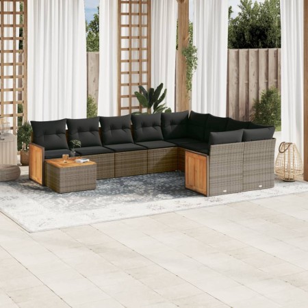 Garden sofa set 10 pieces with gray synthetic rattan cushions by , Garden sets - Ref: Foro24-3260401, Price: 608,42 €, Discou...