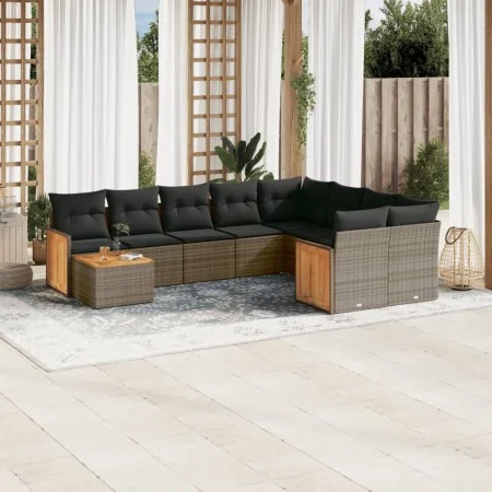 Garden sofa set 10 pieces with gray synthetic rattan cushions by , Garden sets - Ref: Foro24-3260401, Price: 619,60 €, Discou...