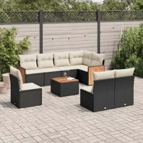 Set aus 8-teiligen Gartensofas und Kissen Kunstrattan schwarz von , Gartensets - Ref: Foro24-3260131, Preis: 521,33 €, Rabatt: %