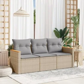 Garden sofa set with beige cushions 3 pieces PE rattan by , Garden sets - Ref: Foro24-3258160, Price: 210,99 €, Discount: %