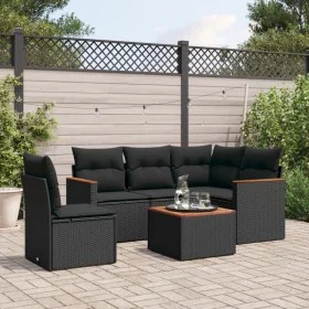 6-piece garden sofa set with black synthetic rattan cushions by , Garden sets - Ref: Foro24-3258380, Price: 390,12 €, Discoun...