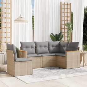 Juego de sofás jardín con cojines 5 pzas ratán sintético beige by , Garden sets - Ref: Foro24-3258377, Price: 348,59 €, Disco...