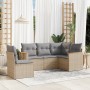 Juego de sofás jardín con cojines 5 pzas ratán sintético beige by , Garden sets - Ref: Foro24-3258377, Price: 348,59 €, Disco...