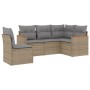 Juego de sofás jardín con cojines 5 pzas ratán sintético beige by , Garden sets - Ref: Foro24-3258377, Price: 348,59 €, Disco...