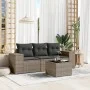 Garden sofa set 4 pieces with gray synthetic rattan cushions by , Garden sets - Ref: Foro24-3254607, Price: 272,07 €, Discoun...