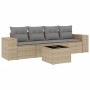Gartensofa-Set mit Kissen, 5-teilig, beiges synthetisches Rattan von , Gartensets - Ref: Foro24-3254626, Preis: 349,33 €, Rab...