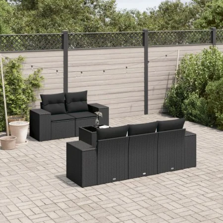 6-piece garden sofa set and black synthetic rattan cushions by , Garden sets - Ref: Foro24-3254632, Price: 472,07 €, Discount: %