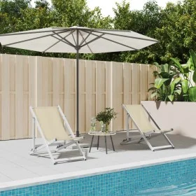 Folding beach chairs, 2 units, aluminum and cream textilene by , Garden chairs - Ref: Foro24-360169, Price: 103,62 €, Discoun...