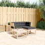 Set mit 3 Gartensofas mit Kissen aus massivem Kiefernholz von , Gartensets - Ref: Foro24-3216990, Preis: 290,68 €, Rabatt: %