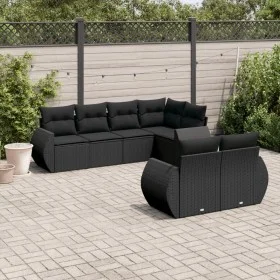 7-piece garden dining set and black synthetic rattan cushions by , Modular outdoor sofas - Ref: Foro24-3221604, Price: 557,66...