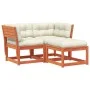 3-piece garden sofa set with pine wood frames in brown wax finish and cushions. by , Garden sets - Ref: Foro24-3216992, Price...