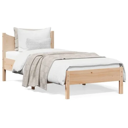 Solid pine wood bed frame 90x200 cm by , Beds and slatted bases - Ref: Foro24-844737, Price: 104,11 €, Discount: %