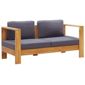 Garden sofa bench and cushions solid gray acacia wood 140 cm by vidaXL, Modular outdoor sofas - Ref: Foro24-47276, Price: 276...