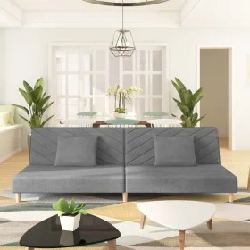 Two-seater sofa bed with two light gray fabric pillows. by , Sofas - Ref: Foro24-375887, Price: 248,79 €, Discount: %