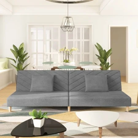 Two-seater sofa bed with two light gray fabric pillows. by , Sofas - Ref: Foro24-375887, Price: 248,79 €, Discount: %