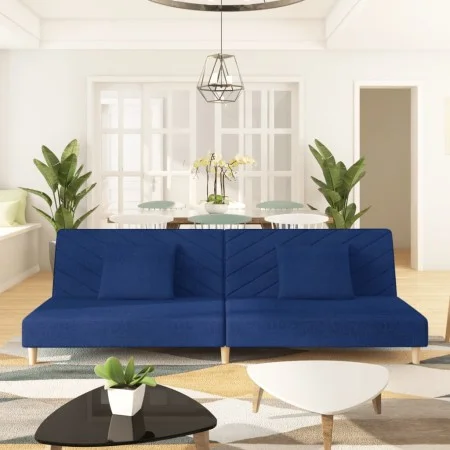 Two-seater sofa bed with two blue fabric pillows. by , Sofas - Ref: Foro24-375893, Price: 246,97 €, Discount: %