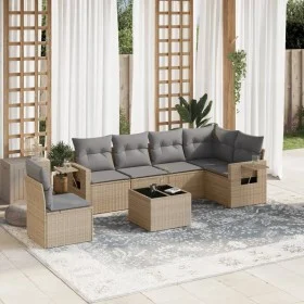 Set of 7-piece garden sofas and beige synthetic rattan cushions by , Garden sets - Ref: Foro24-3252576, Price: 476,15 €, Disc...