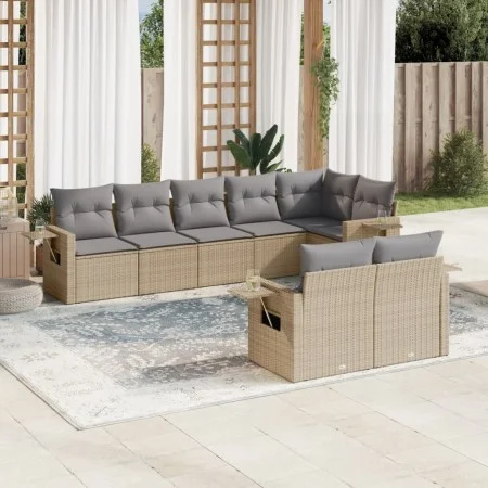 Garden sofa set with beige cushions, 8 pieces, PE rattan. by , Garden sets - Ref: Foro24-3252756, Price: 593,40 €, Discount: %