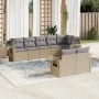 Garden sofa set with beige cushions, 8 pieces, PE rattan. by , Garden sets - Ref: Foro24-3252756, Price: 593,40 €, Discount: %