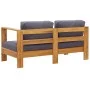 Garden sofa bench and cushions solid gray acacia wood 140 cm by vidaXL, Modular outdoor sofas - Ref: Foro24-47276, Price: 276...