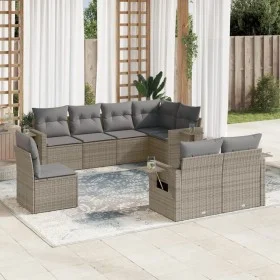 Garden sofa set 8 pieces and gray synthetic rattan cushions by , Garden sets - Ref: Foro24-3252777, Price: 551,89 €, Discount: %