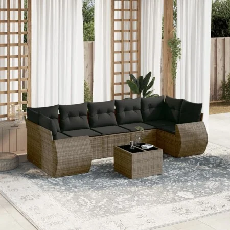 Set de sofás de jardín 8 pzas y cojines ratán sintético gris de , Conjuntos de jardín - Ref: Foro24-3253477, Precio: 517,59 €...