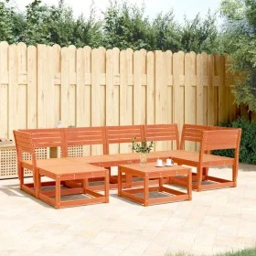 6-piece garden sofa set made of solid pine wood in brown wax. by , Garden sets - Ref: Foro24-3217032, Price: 534,54 €, Discou...