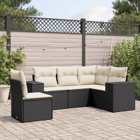 5-teiliges Gartenmöbel-Set und Kissen aus synthetischem Rattan schwarz von , Gartensets - Ref: Foro24-3254903, Preis: 337,82 ...