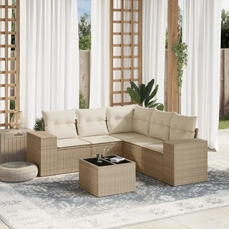 Garden sofa set with 6-piece synthetic rattan beige cushions by , Garden sets - Ref: Foro24-3222557, Price: 450,70 €, Discoun...