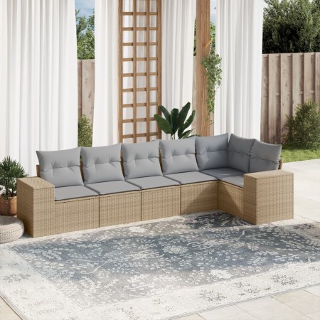 Set Gartensofas mit Kissen 6 Stück synthetisches Rattan beige von , Gartensets - Ref: Foro24-3222588, Preis: 403,34 €, Rabatt: %