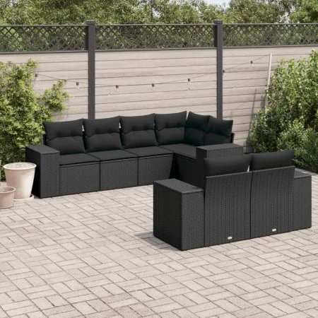 7-piece garden dining set with black synthetic rattan cushions by , Garden sets - Ref: Foro24-3222804, Price: 606,52 €, Disco...