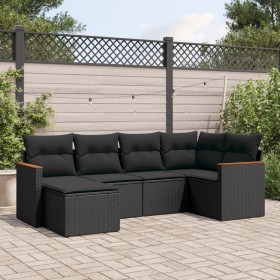 6-piece garden sofa set with black synthetic rattan cushions by , Garden sets - Ref: Foro24-3258576, Price: 424,08 €, Discoun...