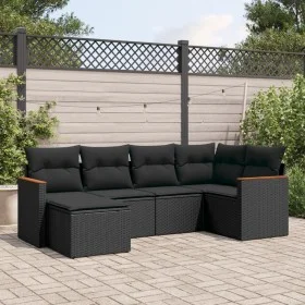 Set aus 6-teiligen Gartensofas und Kissen Kunstrattan schwarz von , Gartensets - Ref: Foro24-3258576, Preis: 401,66 €, Rabatt: %