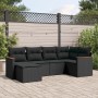 Set aus 6-teiligen Gartensofas und Kissen Kunstrattan schwarz von , Gartensets - Ref: Foro24-3258576, Preis: 424,08 €, Rabatt: %