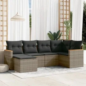 6-teiliges Gartenmöbel-Set und graue synthetische Rattankissen von , Gartensets - Ref: Foro24-3258581, Preis: 364,95 €, Rabat...